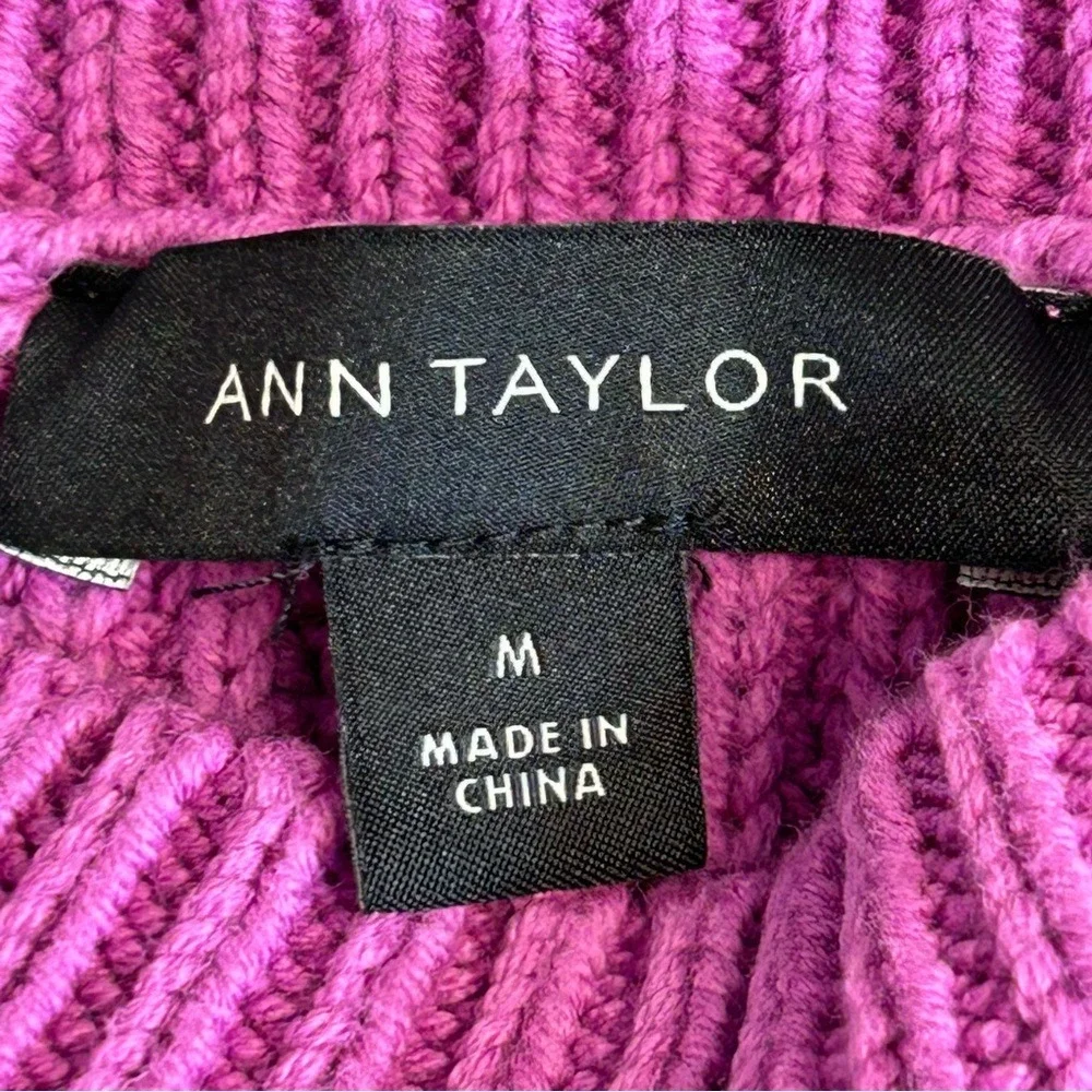 Ann‎ Taylor Pink and Purple Color Block Knit Sweater Women's Size Medium